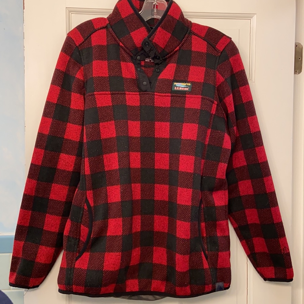 LLBean pullover sweater fleece in red Buffalo